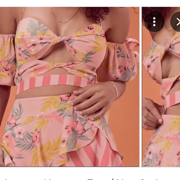 For Love and Lemons crop top Antigua floral off shoulder princess puff sleeve - Picture 1 of 4